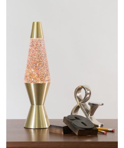 Alternative view of 14.5″ LAVA Lamp Rainbow Glitter – Clear/Gold